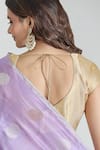 Mint N Oranges_Purple Pure Chanderi Woven Polka Saree With Unstitched Blouse Piece _at_Aza_Fashions