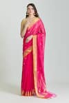 Buy_Mint N Oranges_Pink Pure Chanderi Woven Lotus And Paisley Saree With Unstitched Blouse Piece_at_Aza_Fashions