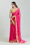 Mint N Oranges_Pink Pure Chanderi Woven Lotus And Paisley Saree With Unstitched Blouse Piece_Online_at_Aza_Fashions