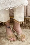 Buy_Cinderella by Heena Yusuf_Gold Lyla Bead Embellished Wedges_at_Aza_Fashions