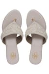 Shop_Kkarma_White Embellished Janita Pearl Kolhapuri Wedges _at_Aza_Fashions