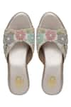 Shop_Kkarma Accessories_Multi Color Embroidered Jasleen Floral Zardozi Wedges _at_Aza_Fashions