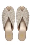 Shop_Kkarma_Off White Embellished Leena Pearl Mules _at_Aza_Fashions