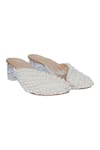 Buy_Kkarma_White Embellished Navya Close Toe Mules _at_Aza_Fashions