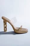 Signature Sole_Gold Diamond Studded Strap Block Heels_Online_at_Aza_Fashions