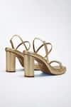 Signature Sole_Gold Stone Embellished Heels _at_Aza_Fashions