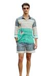 Nautanky_Multi Color Snake Skin Texture Printed Tropical Shirt With Shorts_at_Aza_Fashions