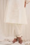 Buy_House Of TA-YA_Ivory Chanderi Hand Embroidered Pearls V-neck A-line Kurta With Pant_Online_at_Aza_Fashions