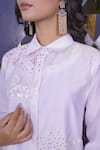 Buy_Myra Clothing Line_White Chanderi Hand Embroidered Sequin Collar Splash Kurta With Pant 