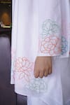 Myra Clothing Line_White Chanderi Hand Embroidered Beads Round Short Kurta With Pant _at_Aza_Fashions