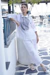 Buy_Myra Clothing Line_White Chanderi Hand Embroidered Cutdana Collar Abstract Geometric Shirt _at_Aza_Fashions