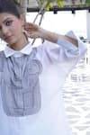 Shop_Myra Clothing Line_White Chanderi Hand Embroidered Cutdana Collar Abstract Geometric Shirt _Online_at_Aza_Fashions