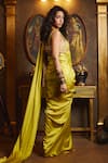 Shop_DiyaRajvvir_Yellow Tulle Embroidered Sequin Sweetheart Pre-draped Saree With Blouse _at_Aza_Fashions