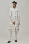 Buy_Khwaab by Sanjana Lakhani_White And Art Embroidery Thread Sherwani Set _Online_at_Aza_Fashions