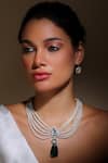 Buy_Dugran By Dugristyle_Green Pearls, Diamonds, Stones Amyra Kundan And Pendant Necklace Set _at_Aza_Fashions