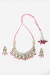 Buy_Dugran By Dugristyle_Pink Kundan Gleaming Globule And Natural Stone Necklace Set_Online_at_Aza_Fashions