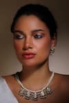 Buy_Dugran By Dugristyle_Blue Pearls, Metallic Thread, Stones Ambrosia Kundan And Natural Necklace Set _at_Aza_Fashions