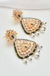 Shop_Swabhimann_Green Beads, Diamonds Polki Embellished Dangler Earrings _at_Aza_Fashions