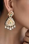 Swabhimann_Green Beads, Diamonds Polki Embellished Dangler Earrings _Online_at_Aza_Fashions