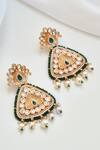 Shop_Swabhimann_Green Beads, Diamonds Polki Embellished Dangler Earrings _Online_at_Aza_Fashions