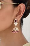 SWABHIMANN_Red Polki Embellished Jhumkas _Online_at_Aza_Fashions