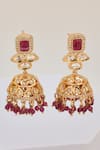 Shop_SWABHIMANN_Red Polki Embellished Jhumkas _Online_at_Aza_Fashions