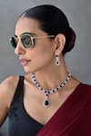 Buy_Swabhimann_Blue Stones Sapphire Embellished Necklace And Earring Set _at_Aza_Fashions