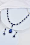 Shop_Swabhimann_Blue Stones Sapphire Embellished Necklace And Earring Set _at_Aza_Fashions