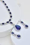 Shop_Swabhimann_Blue Stones Sapphire Embellished Necklace And Earring Set _Online_at_Aza_Fashions