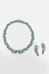 Shop_Our Purple Studio_Green Crystals, Stones Studded Floral Vine Necklace Set _at_Aza_Fashions