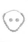 Shop_Our Purple Studio_Silver Plated Crystals Clear Stone Studded Necklace Set _at_Aza_Fashions