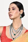 Buy_Our Purple Studio_Green Diamonds, Stones Studded Multi-layered Necklace Set _at_Aza_Fashions