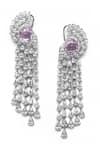 Shop_Our Purple Studio_Silver Plated Stones Crystals Embellished Dangler Earrings _at_Aza_Fashions