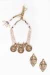 Shop_Our Purple Studio_White Stone Carved Circular Unit Temple Necklace Set _at_Aza_Fashions