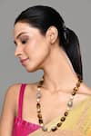 Buy_Our Purple Studio_Brown Bead Carved Embellished Temple Necklace Set _at_Aza_Fashions