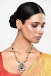 Buy_Our Purple Studio_Gold Plated Stone Ganpati Motif Temple Necklace _at_Aza_Fashions