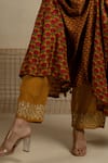Buy_Pooja-Keyur_Yellow Anarkali Cotton Silk Printed Gendaphool V Neck Haldi And Palazzo Set_Online_at_Aza_Fashions