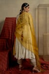 Shop_Pooja-Keyur_White Silk Embroidery Aari V Neck Abil Anarkali With Palazzo_at_Aza_Fashions
