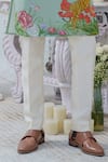 Shop_Amrit Dawani_Green Cotton Blend Hand Paint Wild Blossom Kurta With Trouser_at_Aza_Fashions