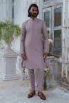 Buy_Amrit Dawani_Purple Cotton Blend Embroidery Celeste Kurta With Trouser_at_Aza_Fashions