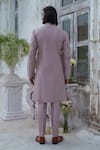 Amrit Dawani_Purple Cotton Blend Embroidery Celeste Kurta With Trouser_Online_at_Aza_Fashions