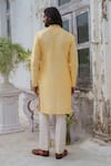 Shop_Amrit Dawani_Yellow Raw Silk Embroidery Mirror Phool Vine Kurta With Pant _at_Aza_Fashions