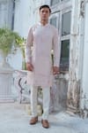 Buy_Amrit Dawani_Pink Modal Silk Embroidery Garden Bloom Kurta With Trouser _at_Aza_Fashions