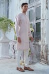 Amrit Dawani_Pink Modal Silk Embroidery Garden Bloom Kurta With Trouser _at_Aza_Fashions