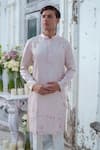 Amrit Dawani_Pink Modal Silk Embroidery Garden Bloom Kurta With Trouser _Online