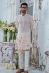 Buy_Amrit Dawani_White Muslin Embroidery French Fleur Kurta With Trouser_Online_at_Aza_Fashions