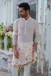 Shop_Amrit Dawani_White Muslin Embroidery French Fleur Kurta With Trouser_at_Aza_Fashions