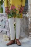 Shop_Amrit Dawani_Green Cotton Blend Hand Paint Spring Blossom Kurta With Trouser_at_Aza_Fashions