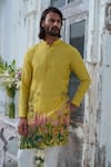 Buy_Amrit Dawani_Green Cotton Blend Hand Paint Spring Blossom Kurta With Trouser