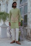 Buy_Amrit Dawani_Green Bundi Cotton Blended Embroidery Zardozi And Kurta Set_at_Aza_Fashions